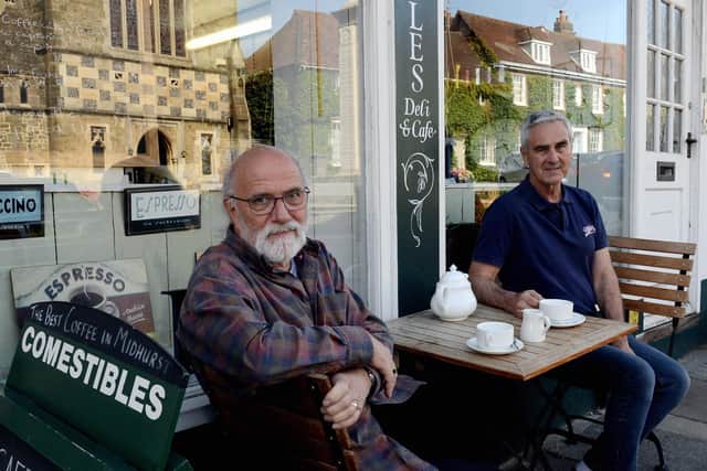 Steve Morley enjoying a cup of tea at Comestibles. Picture by Kate Shemilt