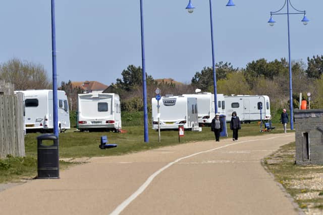 Travellers site at the Sovereign centre, Eastbourne SUS-210427-102430001