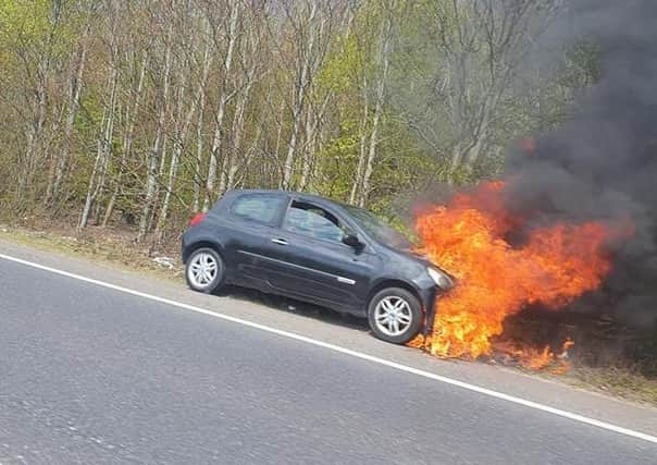 The car fire. Photo by Toby Shinobi