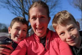 Joanne Turner, a paediatric nurse, with her sons, who she was home schooling during lockdown