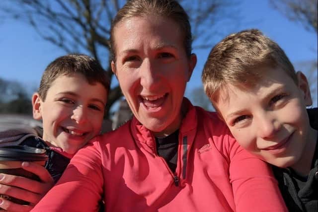 Joanne Turner, a paediatric nurse, with her sons, who she was home schooling during lockdown
