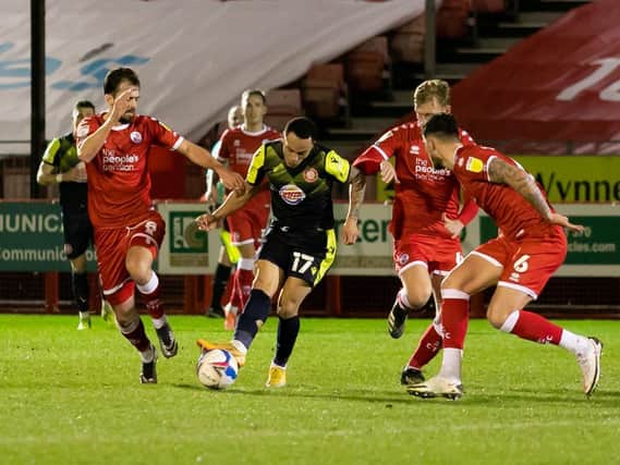 Action from Crawley Town's clash with Stevenage at The People's Pension Stadium in February. Picture by Jamie Evans ©UK Sports Images Ltd