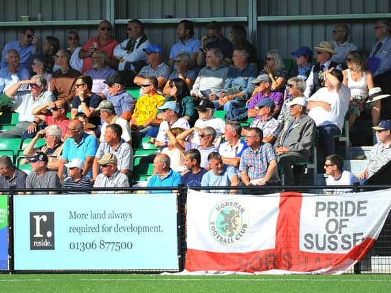 Supporters packed the stands for Horsham's FA Cup home clash with Dartford in 2019. Picture by Steve Robards