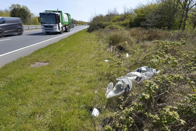 Rubbish and litter on roads leading in to Eastbourne (Photo by Jon Rigby) SUS-210427-102315001