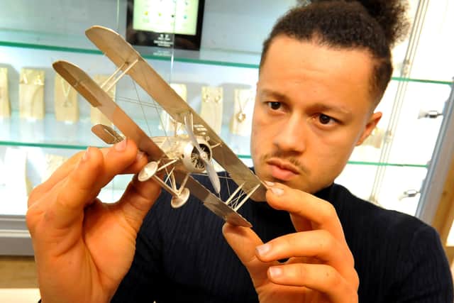 Hugo Johnson from RTFJ is taking part in All That Glitters on BBC Two. He is pictured here with a highly detailed biplane that he created. Picture: Steve Robards