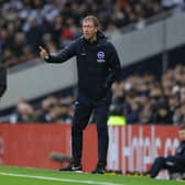 Brighton & Hove Albion head coach Graham Potter gives his team instructions during the Premier League match between Tottenham Hotspur and Brighton & Hove Albion at Tottenham Hotspur Stadium on Boxing Day 2019. Picture by Richard Heathcote/Getty Images
