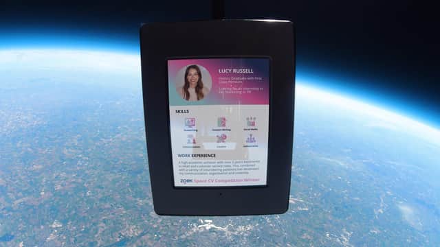 A mock-up of Lucy Russell's space-travelling CV