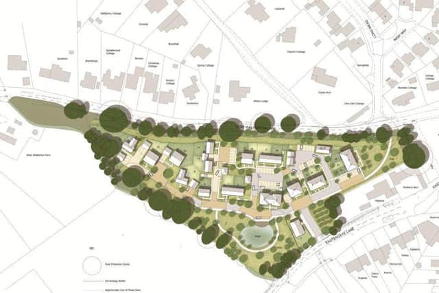 A site layout of plans for 30 homes in West Walberton Lane, Walberton