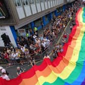 Crowds gather for the Pride parade in 2019