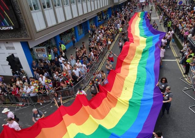 Crowds gather for the Pride parade in 2019