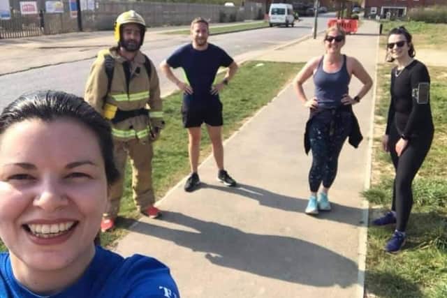 Firefighters from Haywards Heath Fire Station and colleagues from across the country took part in a virtual 5K event in memory of former crew commander Mark Butler. Picture: WSFRS