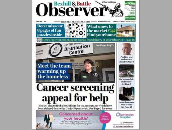 Today's front page of the Bexhill and Battle Observer SUS-210605-122623001