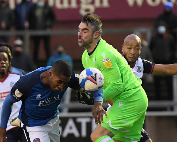 Bolton Wanderers goalkeeper Matt Gilks (centre) in action. Picture by Stu Forster/Getty Images
