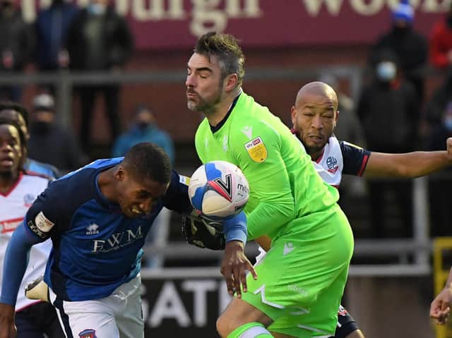 Bolton Wanderers goalkeeper Matt Gilks (centre) in action. Picture by Stu Forster/Getty Images