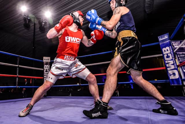 Ultra White Collar Boxing has raised more than £359,000 in Crawley for Cancer Research UK. Picture courtesy of Solent News and Photo Agency