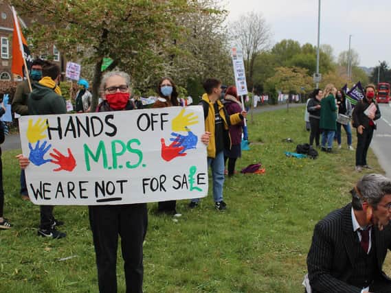 Hands off Moulsecoomb Primary School. One of the banner at the latest strike action held at the school