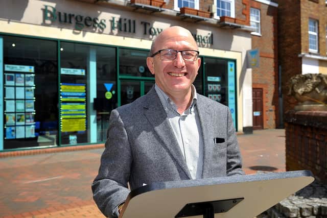 Burgess HIll Town Council leader Robert Eggleston announced the results of a consultation on a new community and arts venue called The Beehive. Pic S Robards SR2105073 SUS-210705-154847001