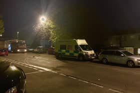 An ambulance vehicle and fire engine at the scene in Eastbourne. Picture: Dan Jessup