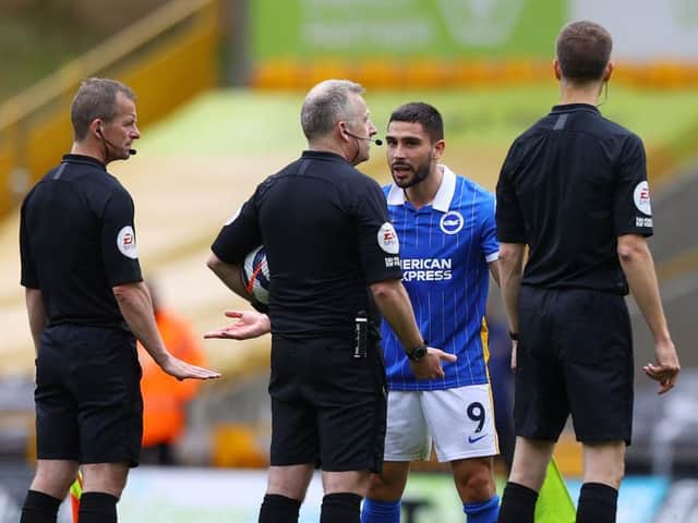 Neal Maupay lost his cool after the final whistle at Wolves