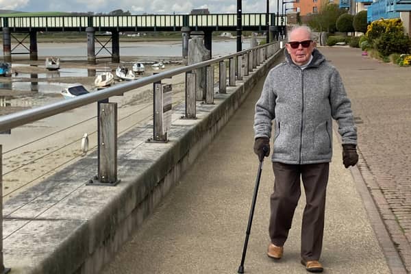 John Morgan, a retired GP, walked 100 times around Ropetackle in Shoreham to raise money for Crisis