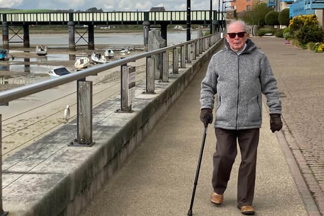 John Morgan, a retired GP, is walking 100 times around Ropetackle in Shoreham to raise money for Crisis