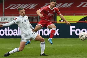 Nick Tsaroulla evades the tackle of Kalvin Phillips to fire home Crawley Town's opening goal in their 3-0 win over Leeds United in the third round of the FA Cup. Picture by Glyn Kirk/AFP via Getty Images