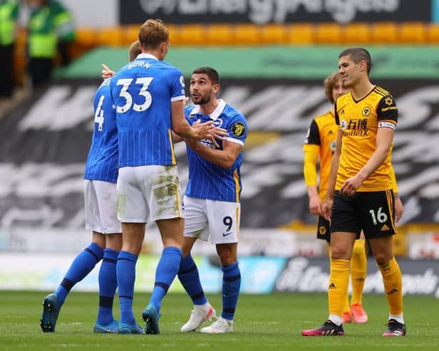 Neal Maupay was dismissed after the final whistle at Wolves for foul and abusive language
