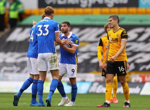 Neal Maupay was dismissed after the final whistle at Wolves for foul and abusive language