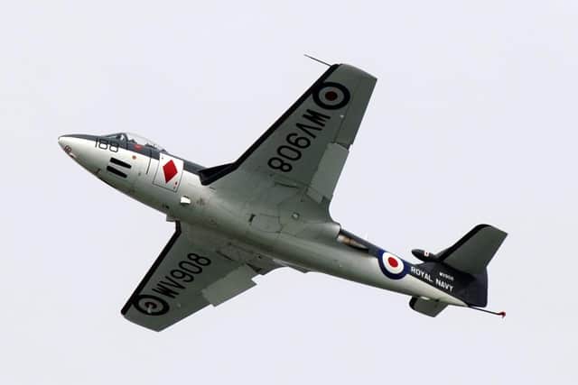 A Hawker Sea Hawk in flight. Picture: Paul Jacobs