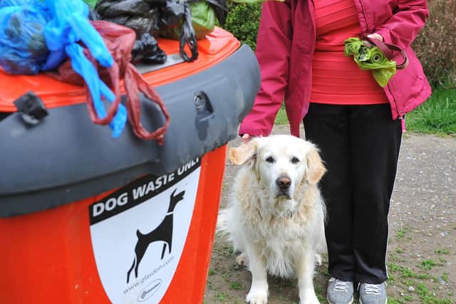 Carole Burgess is fed up with overflowing dog poo bins. Pic S Robards SR2105131 SUS-210513-161243001