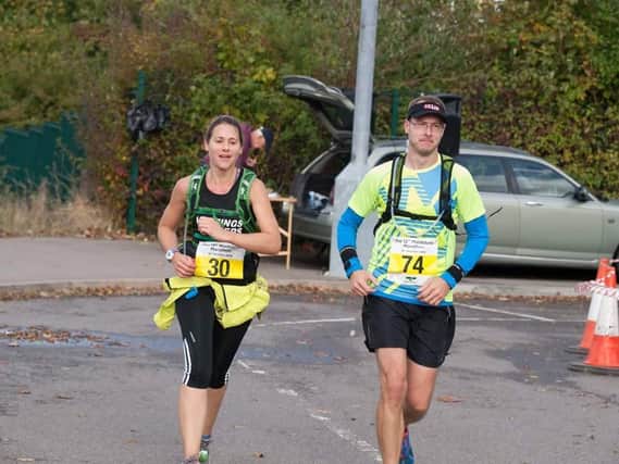 Jessica Cull doing the Maidstone Marathon with her brother