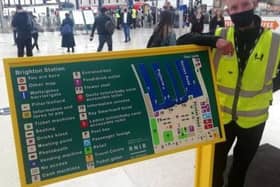 Brighton and other stations in Sussex have new tactile maps with raised symbols and lettering for people who are blind or partially sighted. Picture courtesy of Govia Thameslink Railway