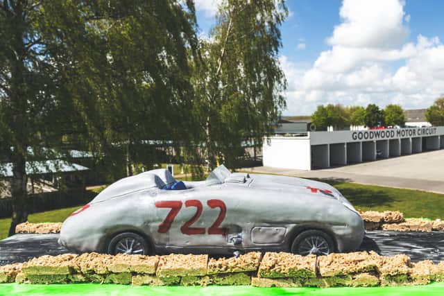 2020 Great British Bake Off finalist Dave Friday has recreated the Mercedes-Benz 300 SLR '722' driven by Sir Stirling Moss to mark World Baking Day (May 17) ahead of the celebration of the racing driver's life and career at Goodwood motorsport events in 2021. Photo Joseph Harding/Goodwood