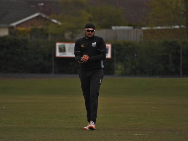 Harnoop Kalsi took 4-14 in Roffey CC's defeat to Eastbourne CC. Picture by Owen Menzies-White / instagram.com/OMWhite_photography