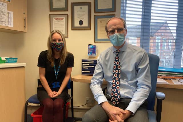 Park Surgery practice manager Lucy Barber and senior partner Dr David Holwell