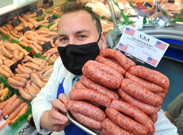 Andy Twine is making about 25 special sausage flavours for the bank holiday weekend. Picture: Steve Robards SR2105151