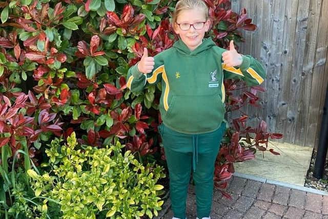 Nine-year-old Esme from Crawley Down has set herself the challenge of running 2.3km every day throughout May to raise funds for local children’s hospice, Chestnut Tree House. Picture courtesy of Chestnut Tree House