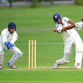 Apoorv Wankhede goes on the charge for Lindfield CC in their game against Chichester Priory Park CC. Pictures by Steve Robards
