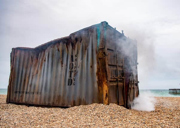 The Army of the Dead container on Brighton seafront