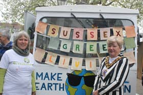 Sussex Green Living's Carrie Cort, left, with council chairman councillor Karen Burgess