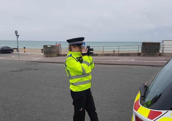 Officers carrying out speed checks in the district. Photo: Lewes Police/Twitter