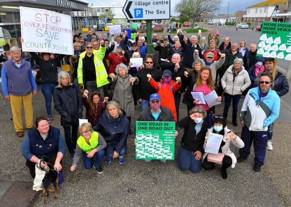 East Wittering residents protesting against the scale of development proposed in the area. Pic S Robards SR2105221 SUS-210522-162329001
