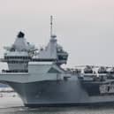HMS Queen Elizabeth leaves Portsmouth on May 1. Picture by Finnbarr Webster/Getty Images