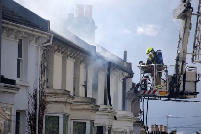 Firefighters on the scene in Shaftesbury Road SUS-210524-182100001