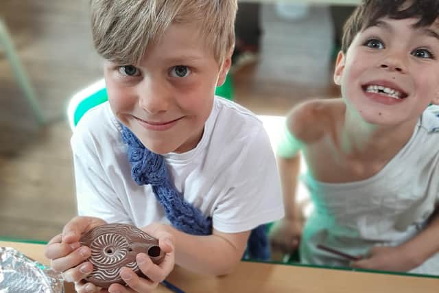 Grasshopper class at Northchapel Primary School spent a day in Ancient Rome after winning a virtual trip to Chichester's Novium Museum