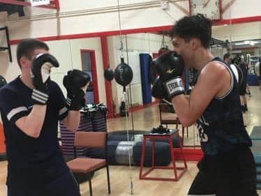 Olly Rhymes (right) and Dylan Heneghan prepare for the new season with a TechSpar session