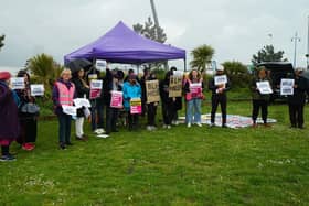 Supports gather in Princes Park, Eastbourne for the George Floyd, 'Say Their Name’ memorial event. SUS-210526-155541001