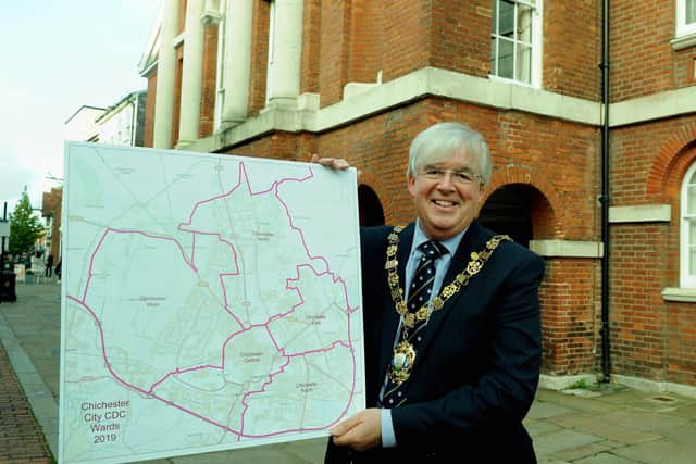 Former Mayor of Chichester Richard Plowman launching the Chichester Neighbourhood Plan in 2019