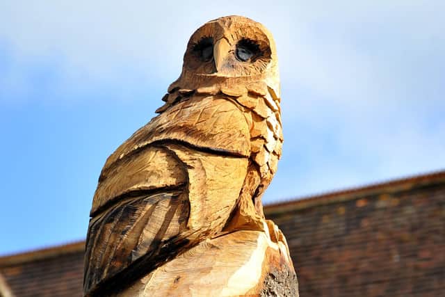 The owl on top of the tree sculpture. Picture: Steve Robards, SR2105185