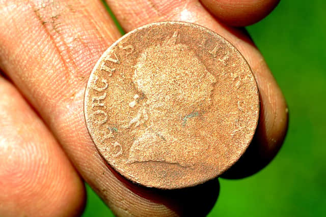 The 250-year-old coin found at Highdown Hill. Picture: Steve Robards